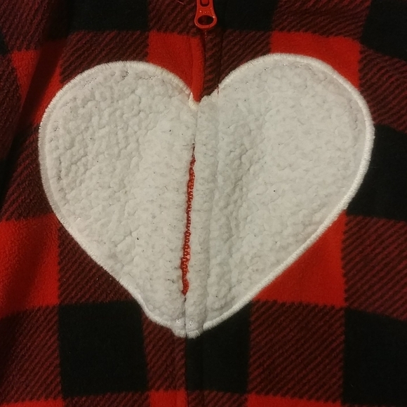 Carter's Infant Red/Black Plaid Fleece Hoodie - Picture 2 of 4